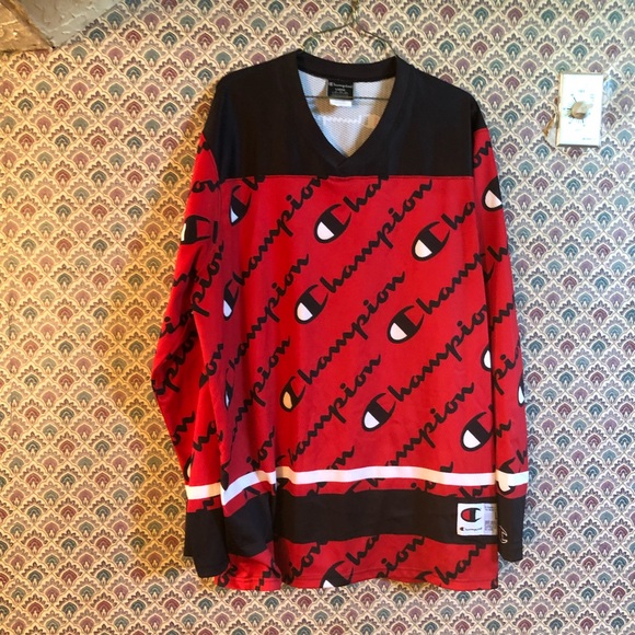 Champion Other - Champion Script Logo Print Hockey Jersey in Red